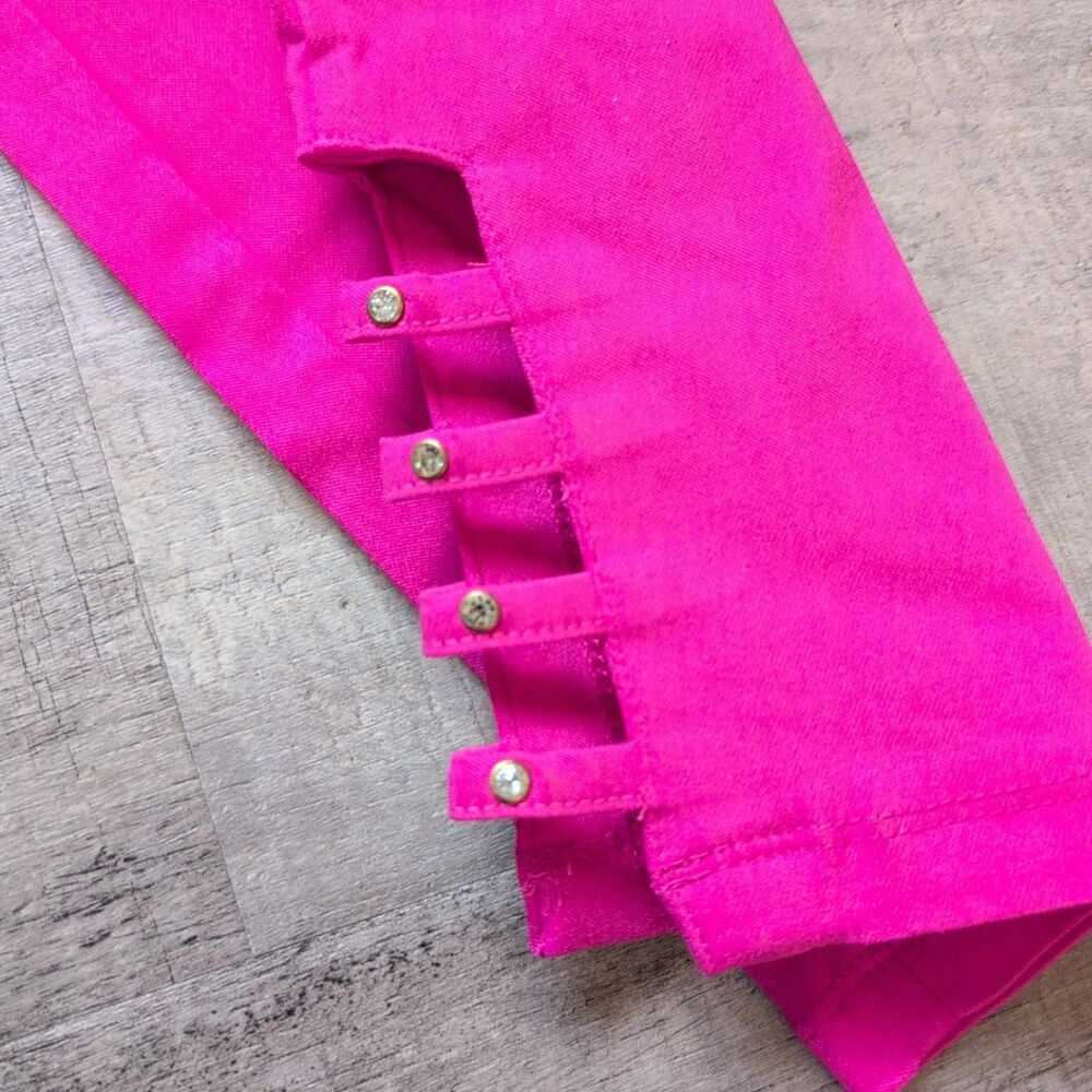 Nina Leonard Capri Pant Womens M Pink Pull Cutout Hem Casual Stretch - Picture 5 of 6